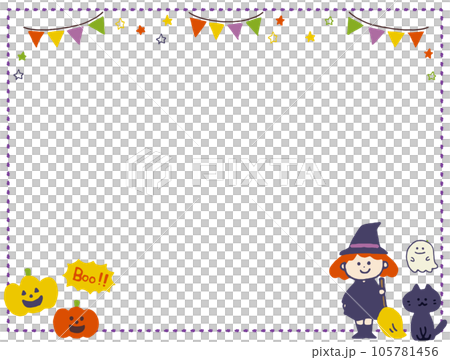 ハロウィンの手描き風イラストのフレーム素材 ハロウィンの手描き風イラストのフレーム素材 105781456