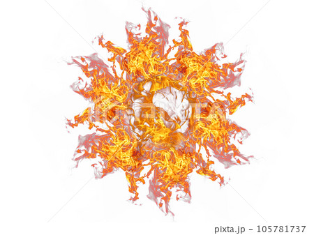 燃え上がる火炎の輪のイラスト 105781737