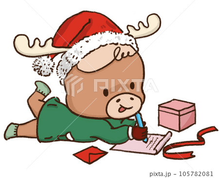 Character Santa deer with a variety of post, moods and element for decoration 105782081