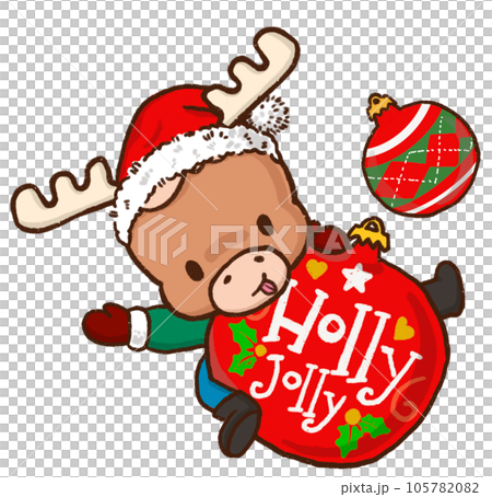 Character Santa deer with a variety of post, moods and element for decoration Character Santa deer with a variety of post, moods and element for decoration 105782082