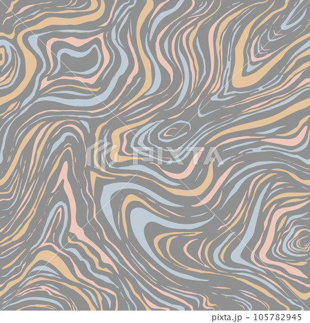 Wavy swirl vector seamless pattern Hand drawn 1970 vector illustration. Sixties pattern trippy. Groovy hippy style.  105782945