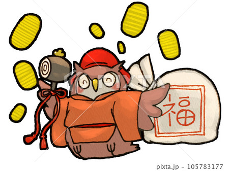 大黒天フクロウ 無地 大黒天フクロウ 無地 105783177