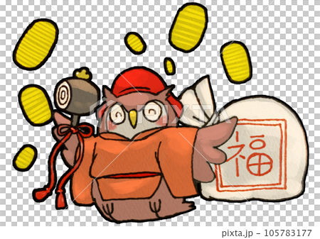 大黒天フクロウ 無地 大黒天フクロウ 無地 105783177