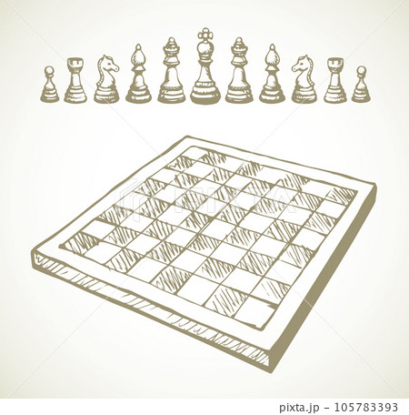 Chess figures. Vector pen drawing Stock Vector by ©Marinka 336274028