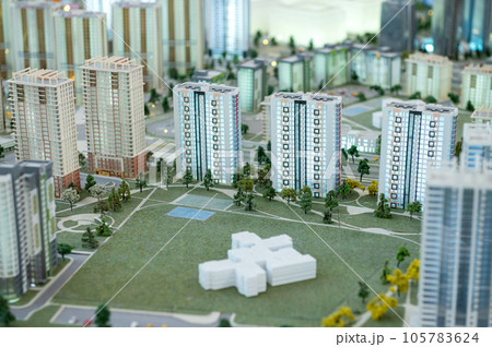 A miniature city on the table. Layout of the quarter for design A miniature city on the table. Layout of the quarter for design 105783624