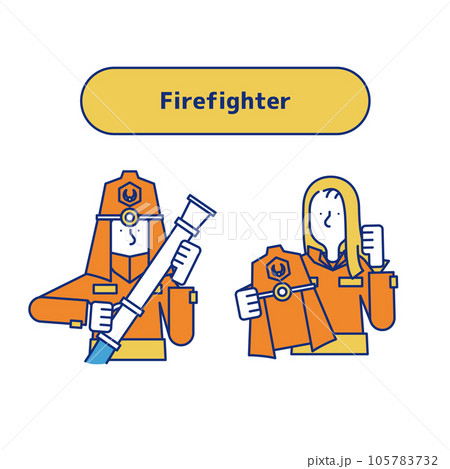 消防に従事する男女のセット（上半身） 105783732