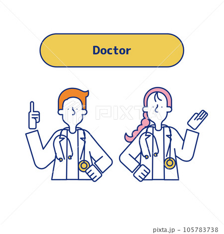 医療関係に従事する男女のセット（上半身） 105783738