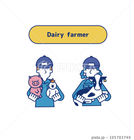 酪農業に従事する男女のセット(上半身) 酪農業に従事する男女のセット(上半身) 105783749