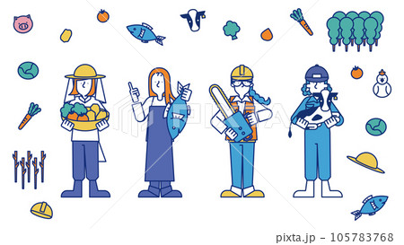 第一次産業に従事する女性の職業セット（全身） 105783768