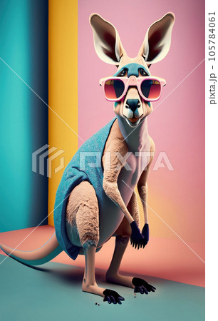 a Cool Kangaroo Stylish Shades On A Pastelのイラスト素材