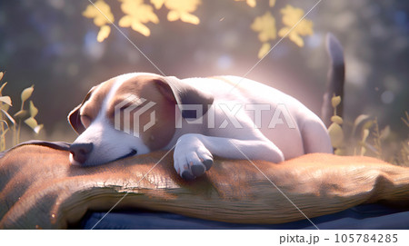 リラックスして眠っているた犬のgraphic背景-Generative AI リラックスして眠っているた犬のgraphic背景-Generative AI 105784285