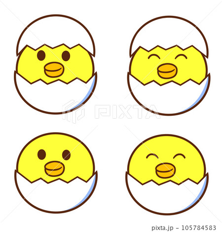 タマゴの殻を被ったひよこ　セット 105784583