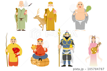 七福神　恵比寿・大黒天・毘沙門天・弁財天・福禄寿・寿老人・布袋尊 105784787
