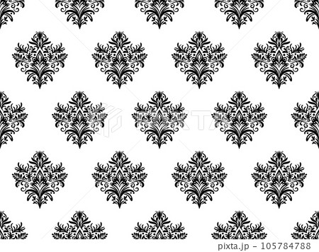 Damask seamless pattern. Black flowers Luxury Royal Wallpaper. Floral Background. 105784788