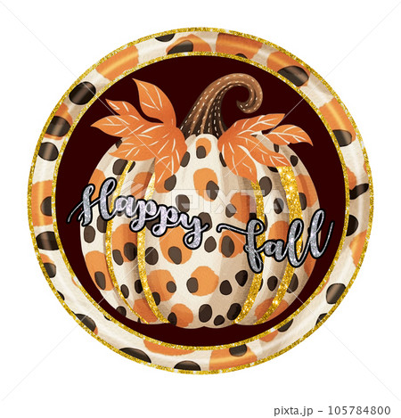 Fall Farmhouse Pumpkins Round Sublimation. Autumn Welcome Sign. 105784800