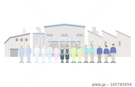 工場と働く人々のイラスト 工場と働く人々のイラスト 105785059