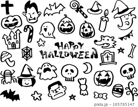 秋の可愛いハロウィンイラスト素材集 105785147