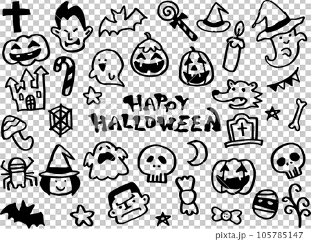 秋の可愛いハロウィンイラスト素材集 105785147