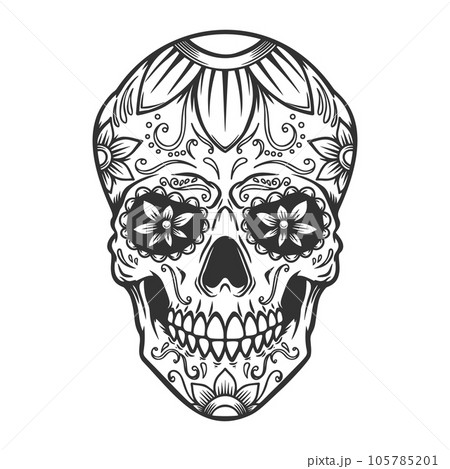 Illustration Of Mexican Sugar Skull. Design Element For Poster