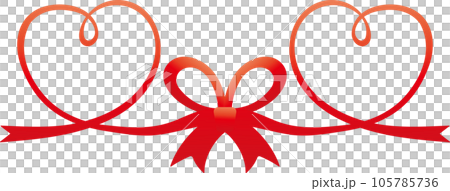 Two red heart frames made of ribbon 105785736