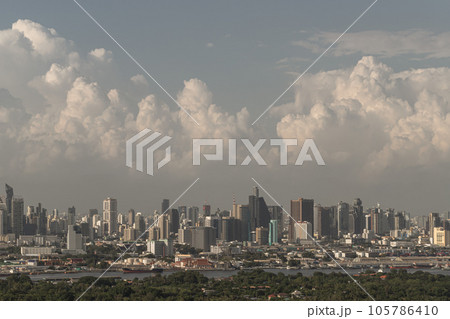 Beautiful sky and clouds view with skyscrapers at bangkok city. 105786410