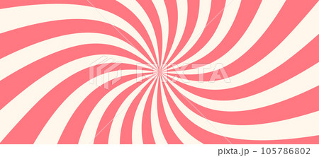 Pink ice cream and candy swirl background, lollipop vortex patterns intermixed with strawberry and circus elements. Retro spiral design. Flat vector illustration isolated Pink ice cream and candy swirl background, lollipop vortex patterns intermixed with strawberry and circus elements. Retro spiral design. Flat vector illustration isolated 105786802