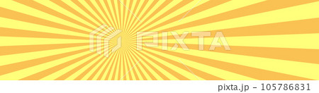 Comic sunburst with dynamic rays emanating from a central sun. Yellow radial elements create a vibrant background, perfect for a striking visual effect. Flat vector illustration isolated Comic sunburst with dynamic rays emanating from a central sun. Yellow radial elements create a vibrant background, perfect for a striking visual effect. Flat vector illustration isolated 105786831