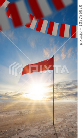 The red and white flag of Indonesian flag The red and white flag of Indonesian flag 105786920