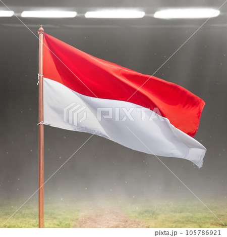 The red and white flag of Indonesian flag 105786921