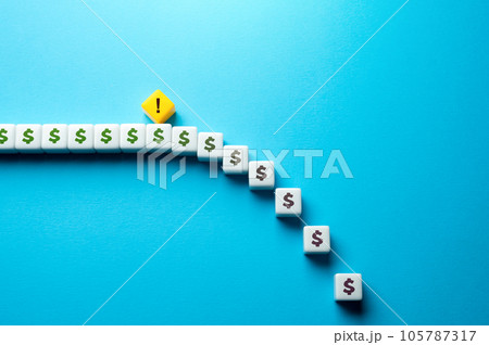 Trouble and loss of money. Price drop. Factor causing financial loss. Inflation. Collapse of assets value. Growth of the problem when it is ignored. Losing part of the savings. Trouble and loss of money. Price drop. Factor causing financial loss. Inflation. Collapse of assets value. Growth of the problem when it is ignored. Losing part of the savings. 105787317