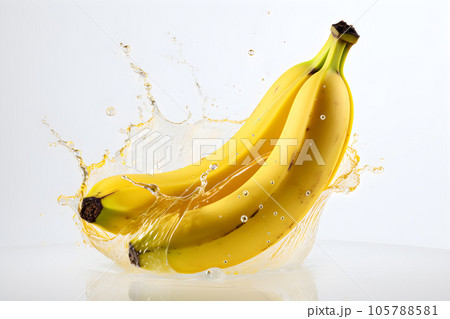 Banana water splashing water isolated on white background  Generative AI 105788581