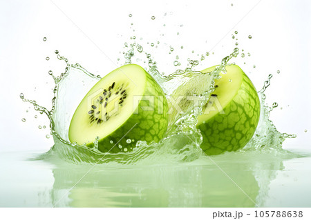 melon water splash isolated white background   Generative AI 105788638