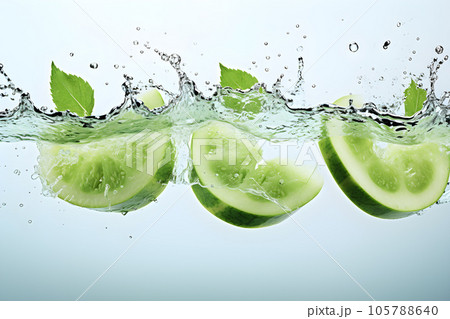 melon water splash isolated white background   Generative AI 105788640