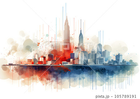 capital city building graph trade vector style investment  Generative AI 105789191