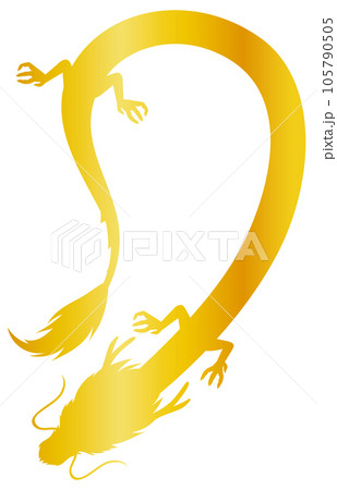 龍シルエット03（金） 105790505