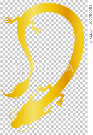 龍シルエット03（金） 105790505