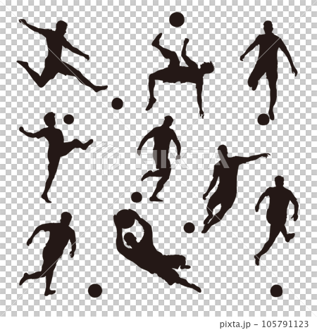 Various soccer player silhouettes Various soccer player silhouettes 105791123