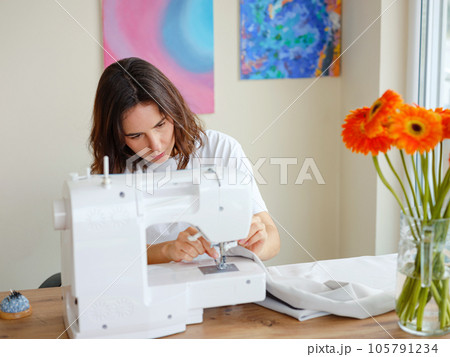 Workplace of a dressmaker. Handmade concept. 105791234