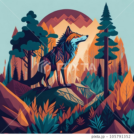 森の中の狼(AI画像生成) 森の中の狼(AI画像生成) 105791352