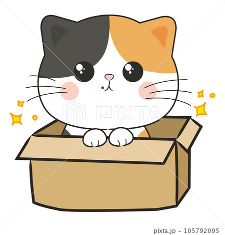 cartoon cat in box 105792095