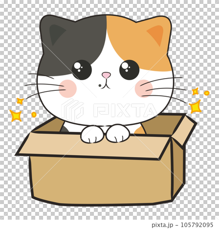 cartoon cat in box 105792095