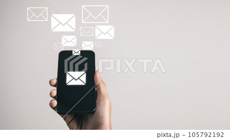 Businessman got the email message from smart phone. Information technology and network concept. Businessman got the email message from smart phone. Information technology and network concept. 105792192