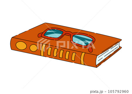 Closed reading glasses on top of a book vector artのイラスト素材 [105792960 ...