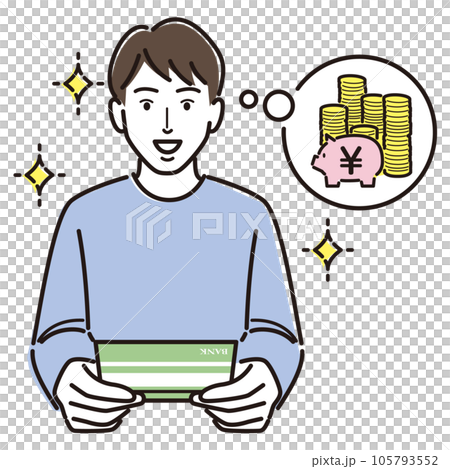 A man who is happy to see passbooks 105793552