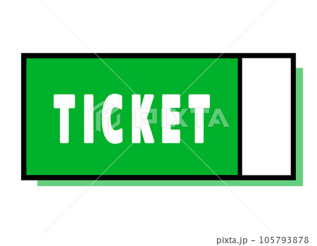 シンプルなチケット　右に縦線　緑の影 105793878