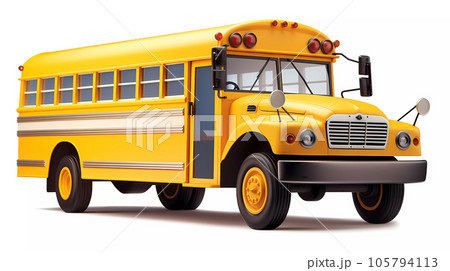 Yellow School Bus 3D Cartoon-Style Yellow School Bus 3D Cartoon-Style 105794113