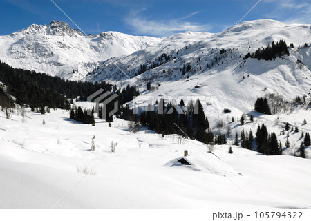 White mountain near Hauteluce and Contamines Monjoie 105794322
