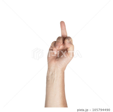 a man shows middle finger a man shows middle finger 105794490