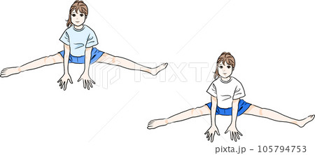  女子小学生の開脚パンツ見え スポーツクラブや体育で開脚する小学生の女の子のイラスト素材 [105794753] - PIXTA