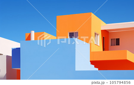 Colored buildings. Abstract modern architecture, minimalistic style Colored buildings. Abstract modern architecture, minimalistic style 105794856